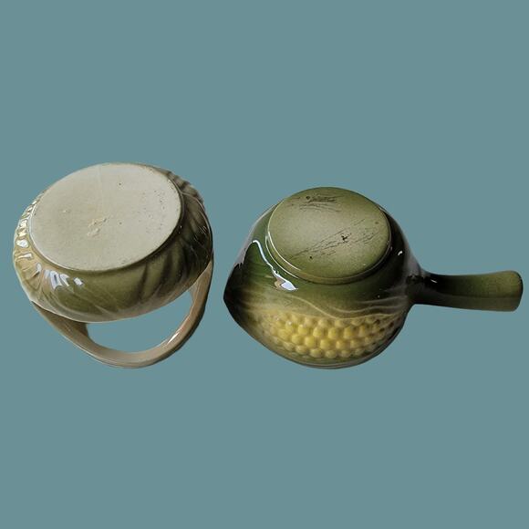 Vintage 1950s Shawnee Pottery "Corn King" Butter Warmer Set - Picture 5 of 6